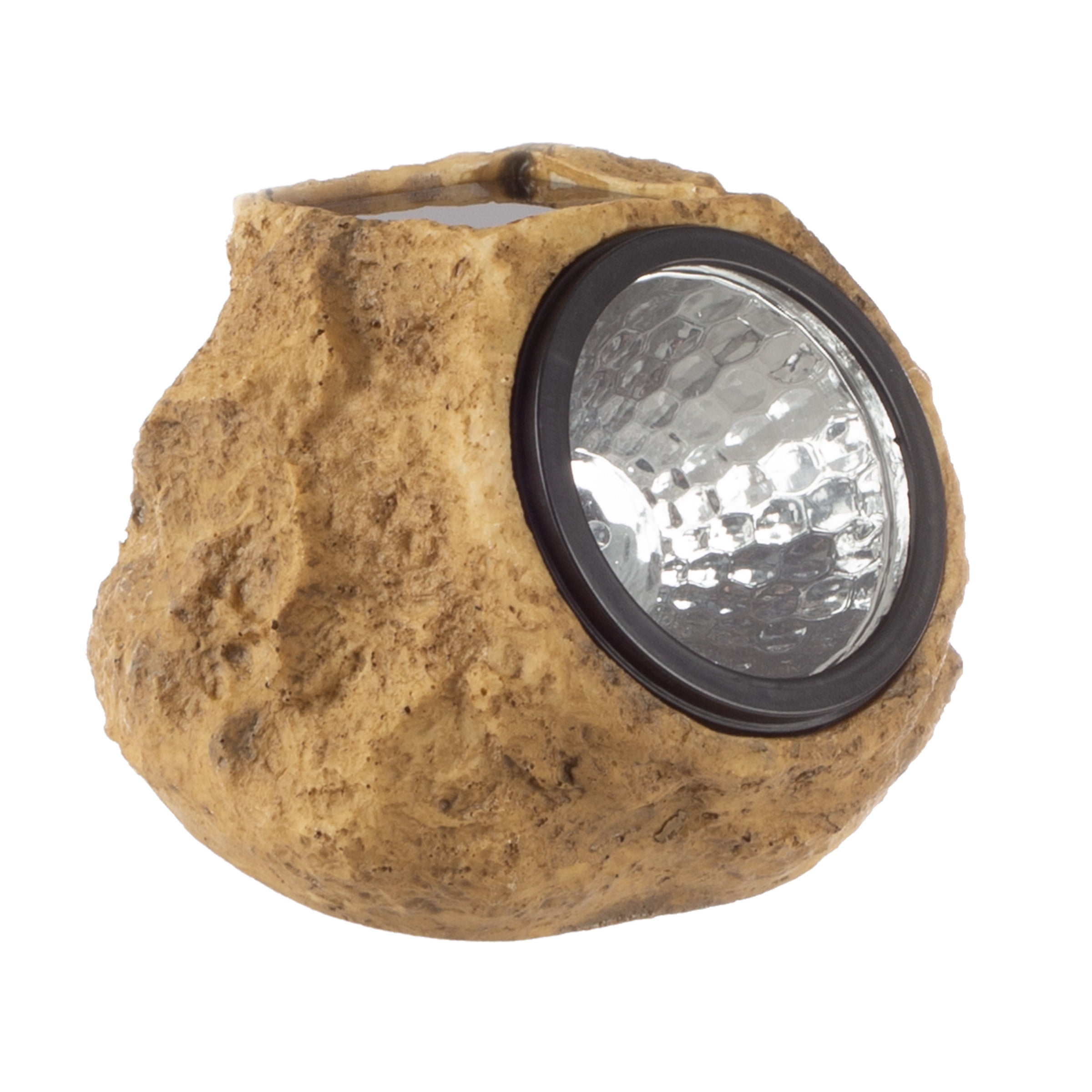 Pure Garden 4-Pack of Solar Lights - Faux-Rock Outdoor Lighting, Brown