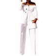 thumbnail image 2 of Idoravan Women Sets Clothing Women Fashion Temperament Solid Color Button Pocket One-Shoulder Suit Pants Suit, 2 of 7