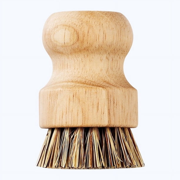 Cepillo para platos de madera maciza, cepillo para ollas, mango corto, sisal, artefacto para lavar ollas, cuenco marrón de coco, cepillo para platos, cepillo de descontaminación para limpieza de