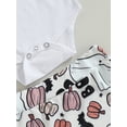 thumbnail image 6 of Wassery Infant Baby Girls Halloween Outfit Set Short Sleeve Romper Top Flower Skull Shorts Bow Headband Newborn Girl Summer Clothes 3Pcs, 6 of 8