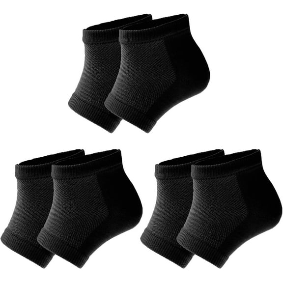 3 Pairs Moisturizing Gel Heel Socks Effective Heel Protection Spa Moisture Cracked Heel Socks Open Toe Socks for Women Dry Cracked Feet, Foot Care (Black)