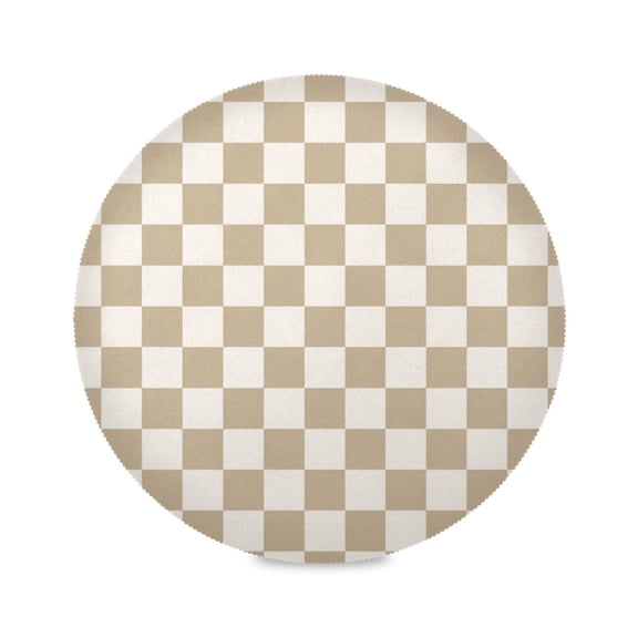 Wobogo Beige Checkered Round Placemats Set of 1 Heat Resistant Washable Kitchen Table Decorations 15.4in