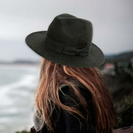 Women Men Wide Hat Girls Hat Bow Gentleman Jazz Cap for Summer
