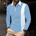 thumbnail image 2 of Mens Shirts, Awwp Men's Loose Fit Casual Fashion Lapel Long Sleeve T Shirts for Men Blue M, 2 of 9