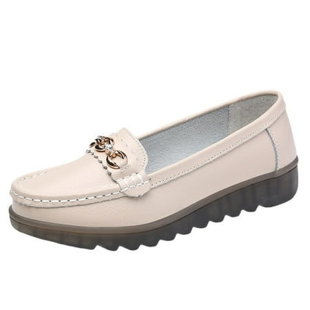 OJSFQUFP Womens Walking Shoes New Summer Casual Versatile Lightweight Women Slip On Shoes Casual Walking Shoes Work Flats Office Shoes Women s Fall Shoes White 39