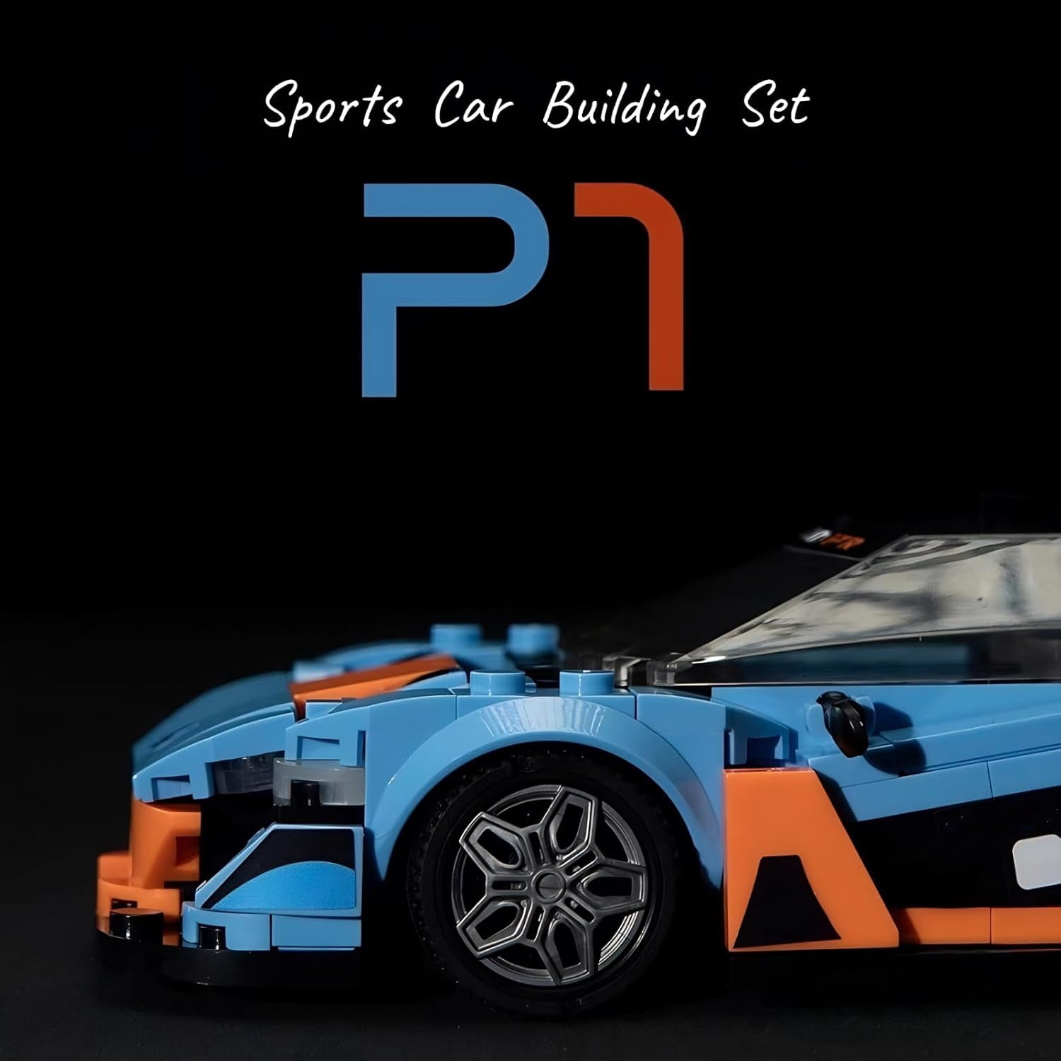 Sports Car Building Set, 1:20 Blue MOC Speed Racing Cars Toys for Adults, Collectible Model Vehicle Kits for Cars Lovers, 348 Pieces
