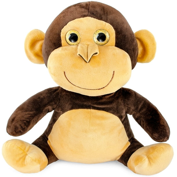 Super Soft Plush Big Glitter Eye Monkey Stuffed Animal Toy, 14 inch