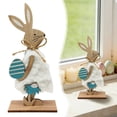 thumbnail image 2 of Easter Wooden Sign Party Decorations for Home, Farmhouse Easter Table Decor Bunny with Pompom Ball for Tiered Tray Tabletop Shelf Mantel Party Outdoor Indoor, 2 of 8