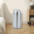thumbnail image 3 of 13 Gallon/50 Liter Trash Can, Cylindrical Garbage Can with Push Lid, Heavy Duty Stainless Steel Waste Bin with Removable Inner Bucket, Outdoor Trash Bin for Commercial Use, 3 of 8