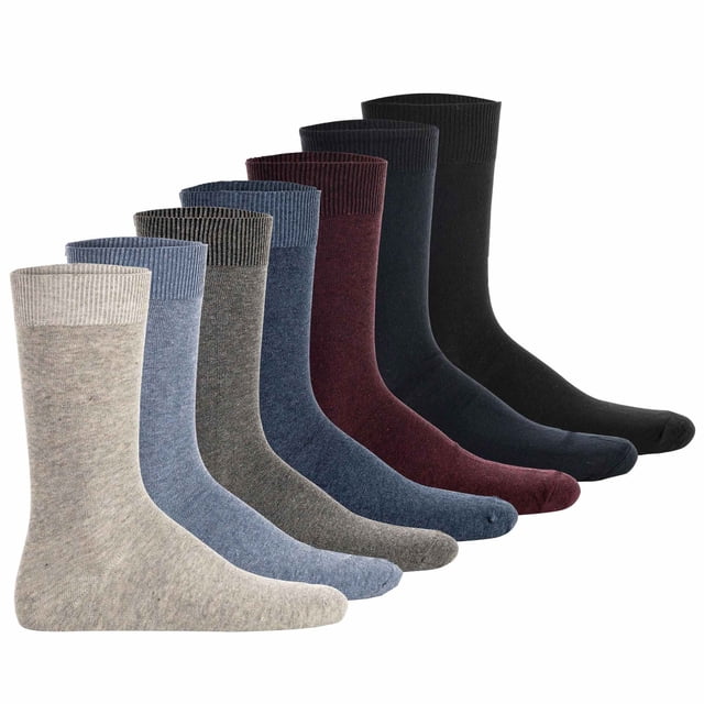 Camano Calcetines unisex, paquete de 7 - Calcetines cómodos en caja, caja de regalo, color liso Azul/Gris/Rojo 35-38