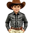 thumbnail image 4 of Curuila Child Kids Boys Shirt Button Down Cowboy Print Lapel Long Sleeve Fashionable Soft Tops Grey Size 8-9 Years, 4 of 4