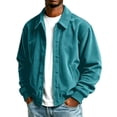 thumbnail image 2 of Men Lapel Collar Corduroy Button Jacket Long Sleeve Vintage Cargo Outer Coat with Pocket, 2 of 7