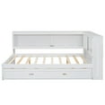 thumbnail image 6 of Euroco Wood Full Size Daybed with Storage Shelves and Trundle, USB Charging and LED Light, White, 6 of 14