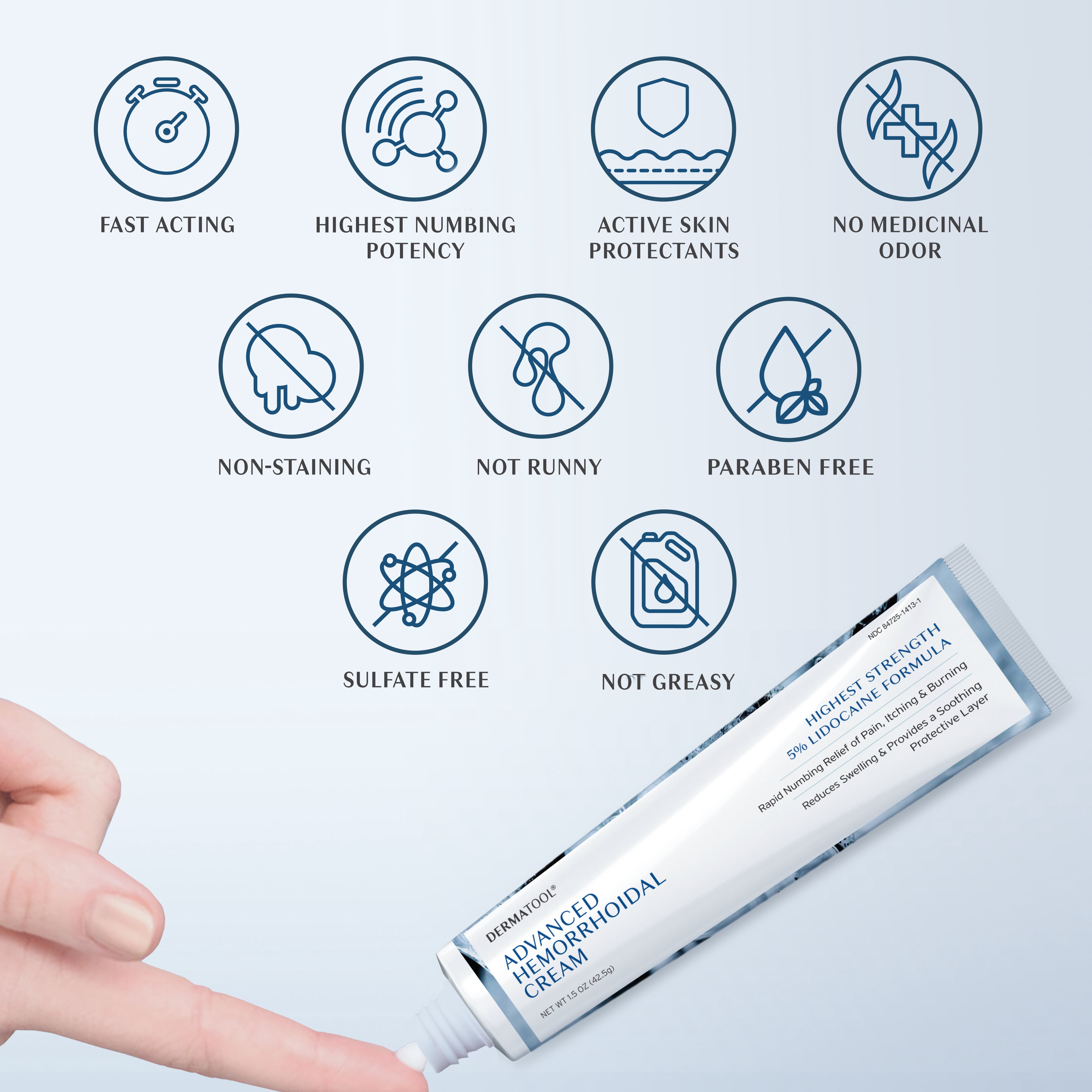 DERMATOOL - Advanced Hemorrhoid Cream Treatment with 5% Lidocaine , 1.5oz