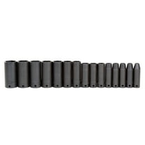 Proto 1/2In Drive 6Pt Deep Thin Wall Impact Socket Set 15Pc