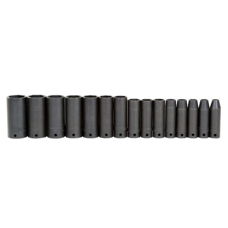 Proto 1/2In Drive 6Pt Deep Thin Wall Impact Socket Set 15Pc