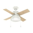 thumbnail image 3 of Hunter 36 inch Small Indoor Ceiling Fan with LED Light and Pull Chain - Standard Mount White Ceiling Fan, 4 Blades, For Bedroom, Home Office, or Laundry Room, Quiet - Loki 59385, Fresh White, 3 of 14