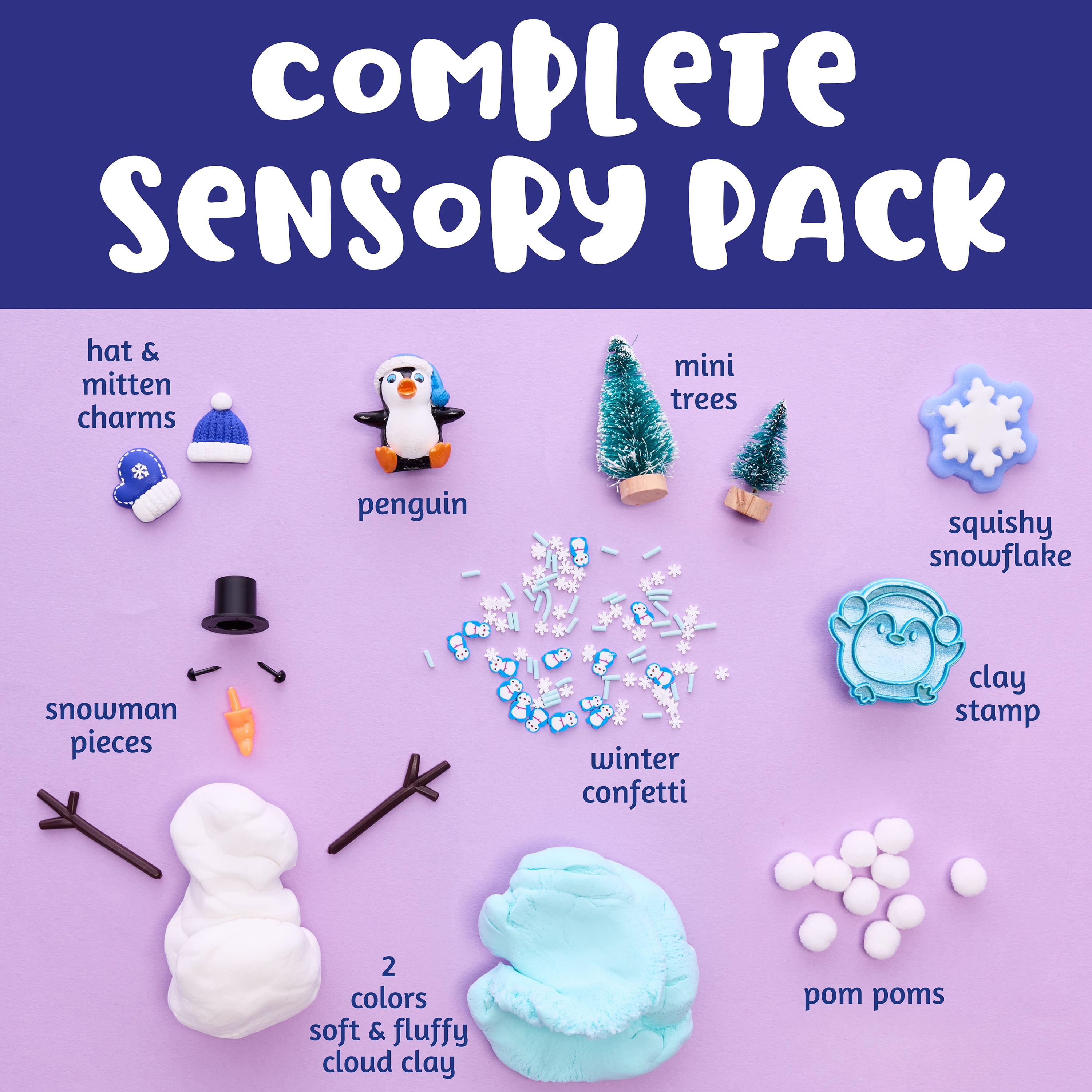 Creativity for Kids Sensory Pack Winter Kit | Squish, Shape & Play | Snowy Sensory Toys for Kids (Ages 3+)