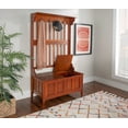 thumbnail image 5 of Linon Mission Free Standing Hall Tree with 4 Hooks and Split Seat Storage Bench, Walnut, 5 of 16