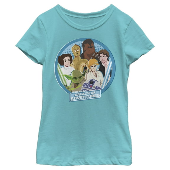 Girl's Star Wars: Galaxy of Adventures Group  Graphic Tee Tahiti Blue Large