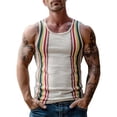 thumbnail image 4 of Mens Tank Tops Retro Striped Workout Summer Sleeveless Gym Classic Fit Breathable Streetwear Muscle Men Undershirts White L, 4 of 4