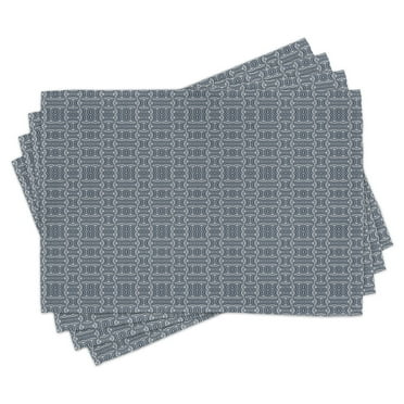 Ambesonne Eastern Place Mats Set of 4, Wavy Floral Sprouts, Standard Size, Charcoal Grey Dark Blue