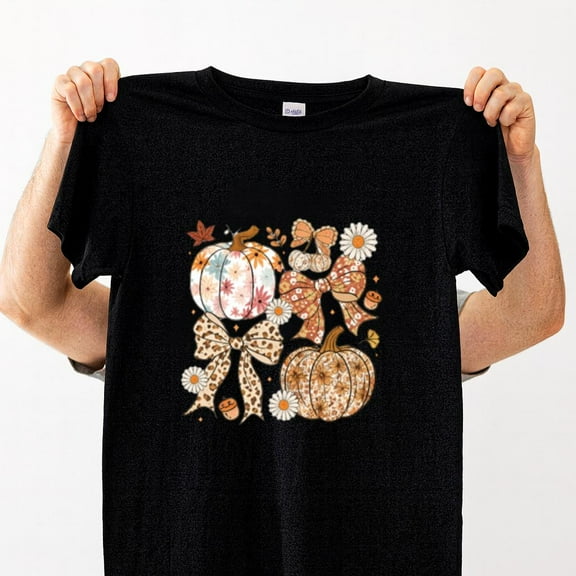 Cute Pumpkin Autumn Fall Thanksgiving Halloween Unisex T-Shirt, up to size 5XL
