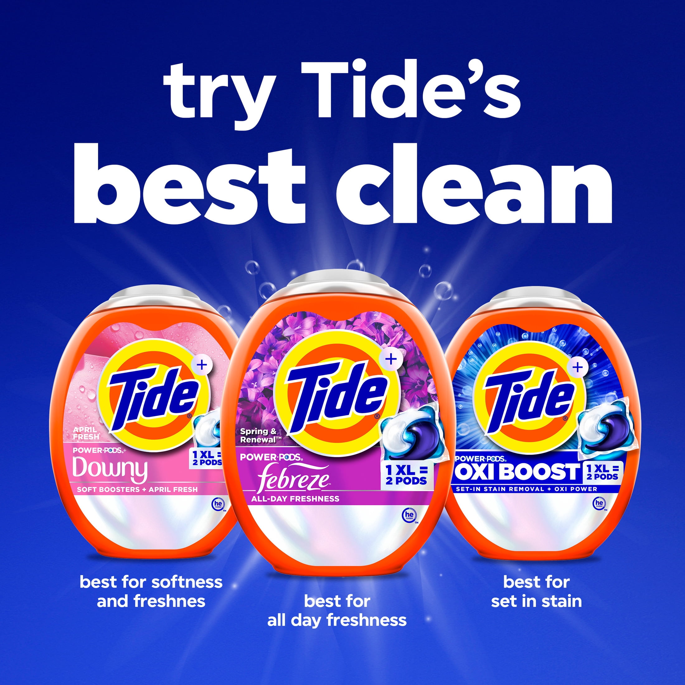 Tide Power Pods with Febreze Laundry Detergent Pacs, 63 Count, Spring and Renewal Scent, All-Day Freshness, laundry soap detergent pacs