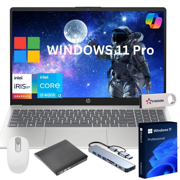 HP Newest 15 15.6" Full HD Laptop Computer For Student and Business, Intel Core i3-N305, Copilot AI Laptop, 16GB RAM, 256 GB PCIe SSD, Intel UHD, Windows 11 Pro,Gift Set