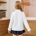 thumbnail image 4 of Ruyang Girls Ruffle Long Sleeve Blouse Kids Plain Preppy Shirt Button Crewneck Fashion Dress Shirts Solid Casual Tops, 4 of 4