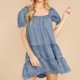 thumbnail image 5 of Vestidos Para Mujer Moda Vacaciones Color Sólido Casual Manga Corta Vestido Con Dobladillo Suelto Falda Corta de Mezclilla Odeerbi  ODB127405, 5 of 9