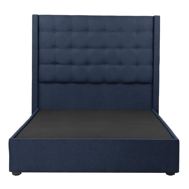 Box Base Cama Individual + Cabecera Bruks Trinity Azul Marino