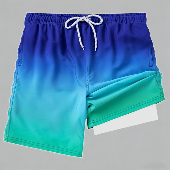 Daznico UPF 50 Gradient Swim Trunks for Boys Girls Elastic Waist Board Shorts with Liner for Beach Pool,7 Years