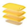 thumbnail image 2 of 3-Piece Plastic Food Storage Container Set with Locking Lids | 550ml Clear Refrigerator Boxes for Leftovers Snacks Meal Prep | Stackable Space Saving Kitchen Organizers in Yellow, 2 of 6