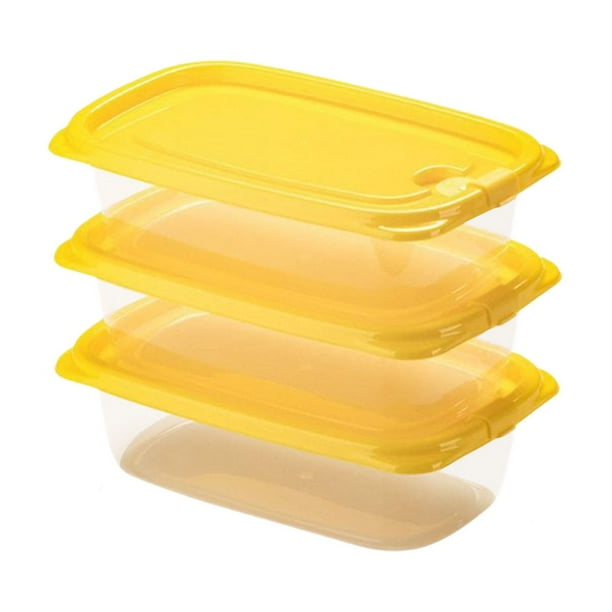 Juego de 3 recipientes de plástico transparente con tapas con cierre para el frigorífico, 550 ml, herméticos, para guardar sobras y aperitivos, diseño apilable que ahorra espacio.