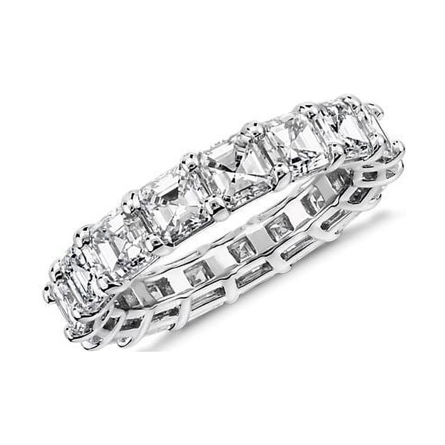 2.00 Carat Latest Design Asscher Cut Real Diamond Eternity Band for Anniversary Gift in Solid 950 Platinum Size 7