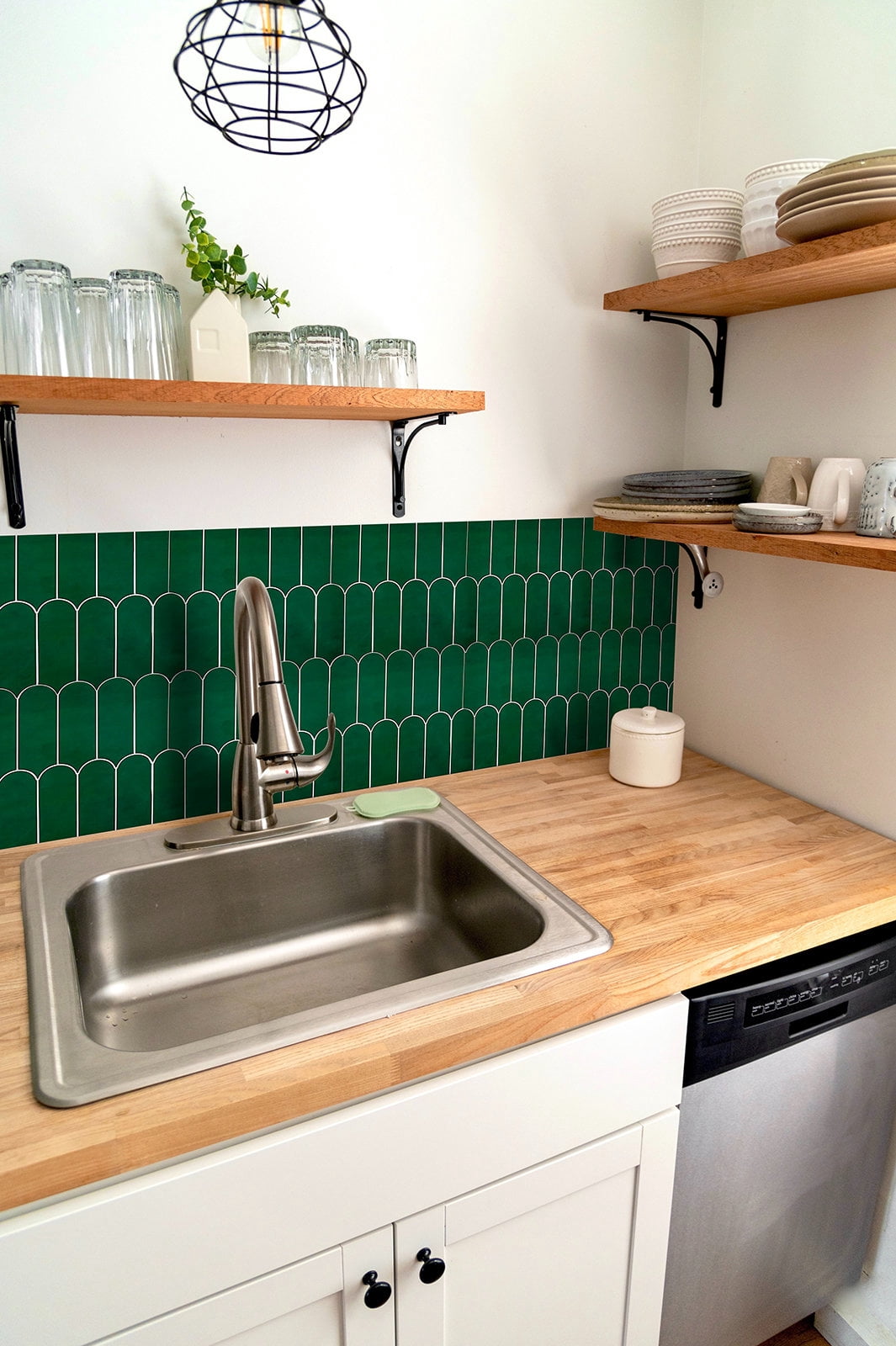 10-Sheet Peel and Stick Backsplash Tile, Self Adhesive Feather Backsplash Wall Tiles for Kitchen Bathroom (Thicker Design, Dark Green)