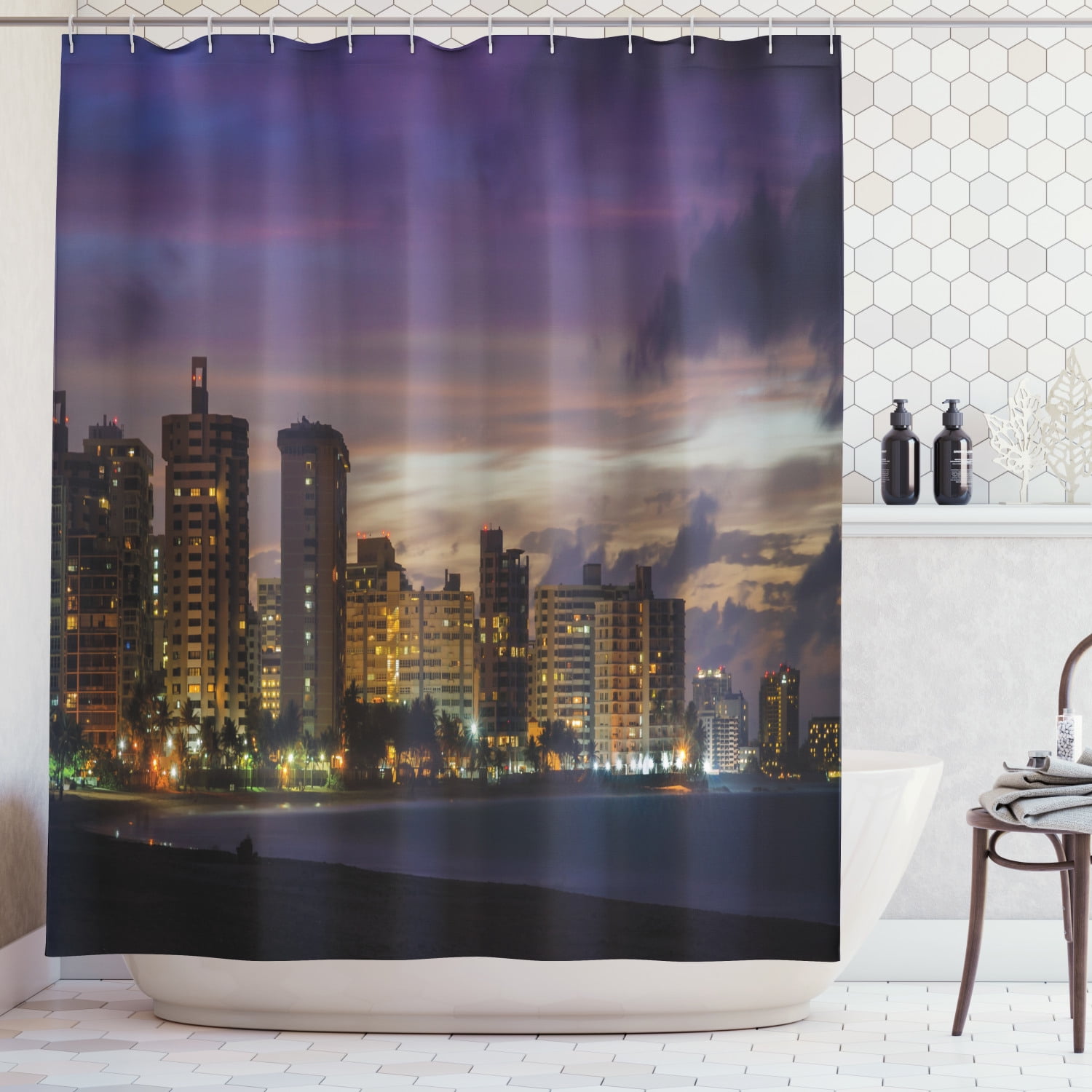 Puerto Rico Shower Curtain, Skyline Ocean Park Puerto Rico in the
