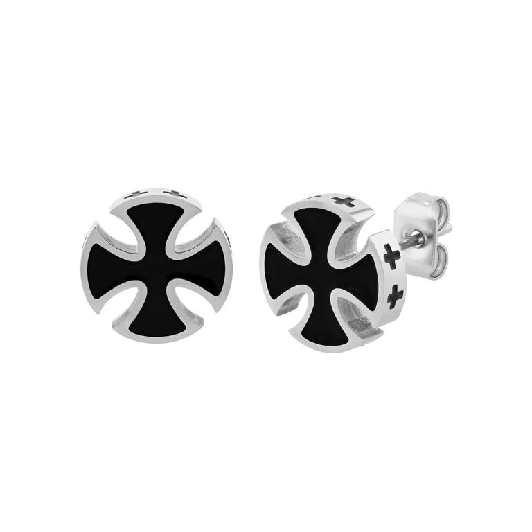 Stainless steel sale cross stud earrings