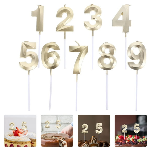 BESTOYARD Birthday Candles Numbers in Golden Paraffin for Birthday Cake Decoration Long Burning