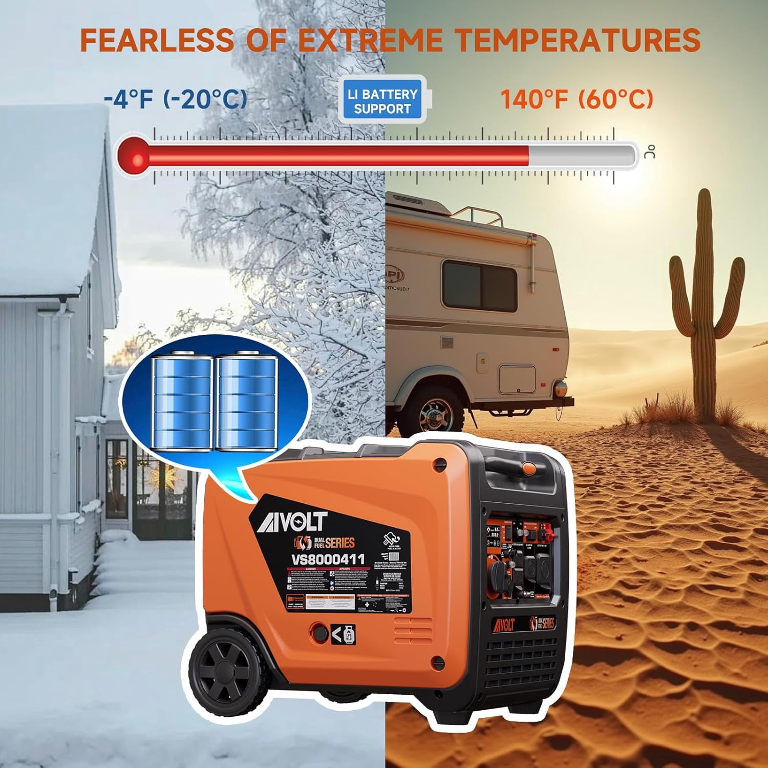 AIVOLT 8000W Dual Fuel Portable Inverter Generator with Quiet Operation & CO Auto-Shutdown