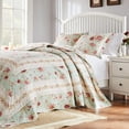 thumbnail image 6 of Greenland Home Fashions Antique Rose 100% Cotton Reversible Bedspread Set, Jumbo Size 3-Piece Queen, Blue, 6 of 8