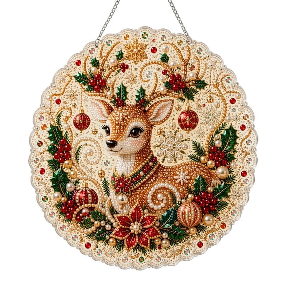 Christmas Pearl Diamond Art Kit, DIY Hanging Ornament for Holiday Tree Decor, 2D Diamond Painting Craft Set, Creative Seasonal Decoration Gift, 1PC