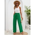 thumbnail image 5 of Chiclily Women Wide Leg Pants with Pockets High Waist Loose Belt Flowy Casual Trousers, US Size Small in Green, 5 of 9