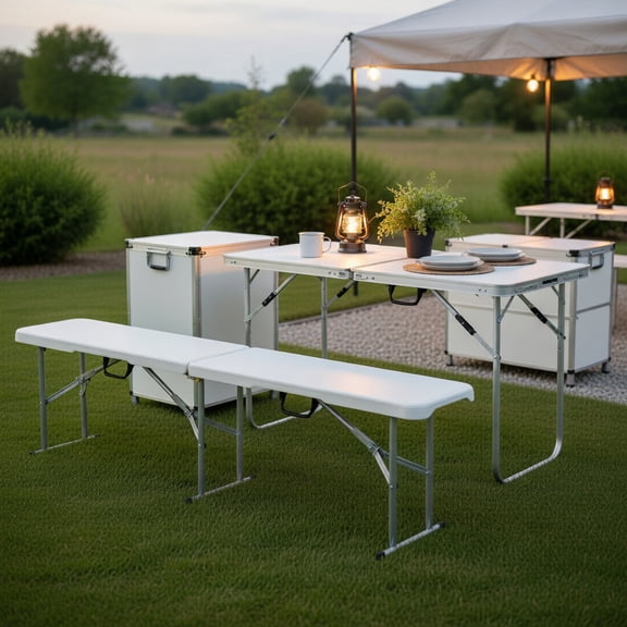 Topcobe 6 Feet Portable Picnic Folding Bench with Carrying Handle, Camping Utility Bench
