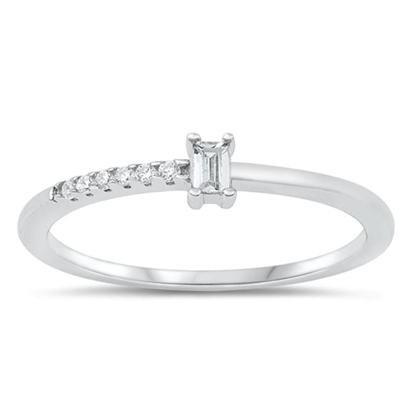 Cute Elegant White Cubic Zirconia Ring .925 Sterling Silver Band Jewelry Female Male Unisex Size 10