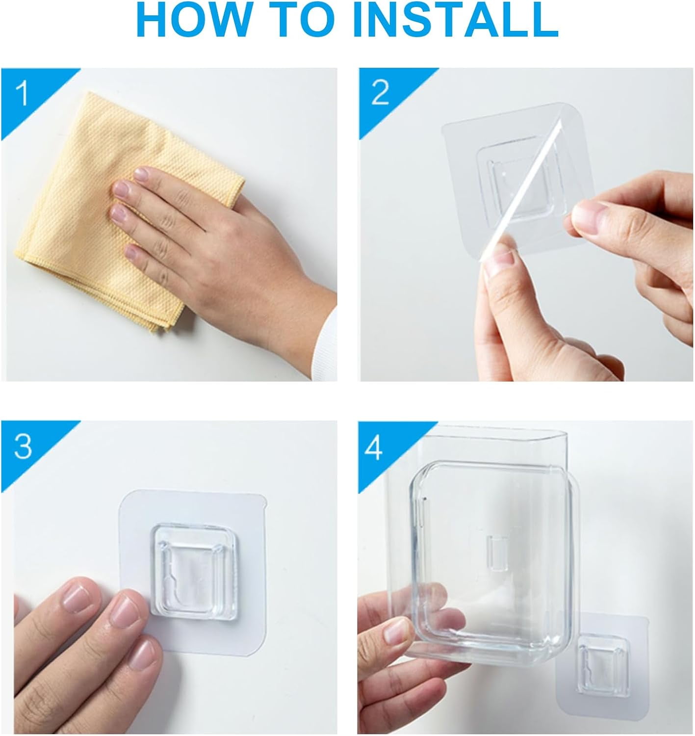 6 Pack Plastic Wall Folders, Clear Wall Mount File Organizer Acrylic Single Pocket Hanging Wall Organizer Magazine Holder Cabinet Storage Bins for Office Bathroom Home, 4.7" x 2" x 4