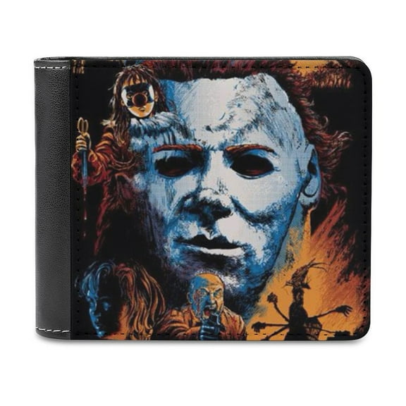 Michael Myers Halloween Leather Wallet for Men Women Two Fold Purse Slim Cash Card Holder Bag
