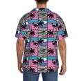 thumbnail image 3 of Rateoe Hawaii Palms Pattern Men's Short Sleeve Classic Shirt, Casual Short-Sleeved Shirt, Lightweight Summer Shirt, Cuban Collar Shirt,Button-Front Shirt-Small, 3 of 5