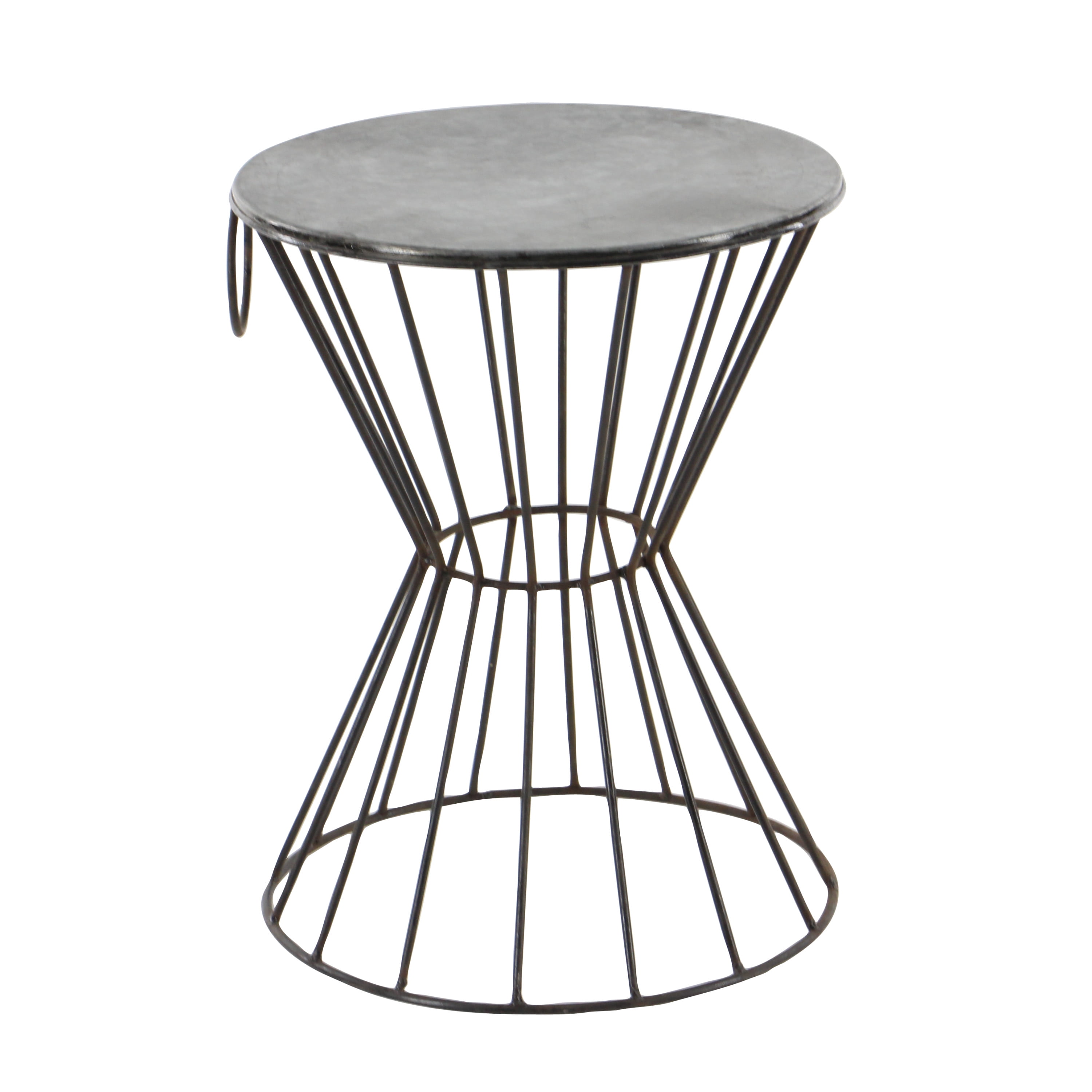 DecMode 18" x 15" Gray Metal Farmhouse Accent Table